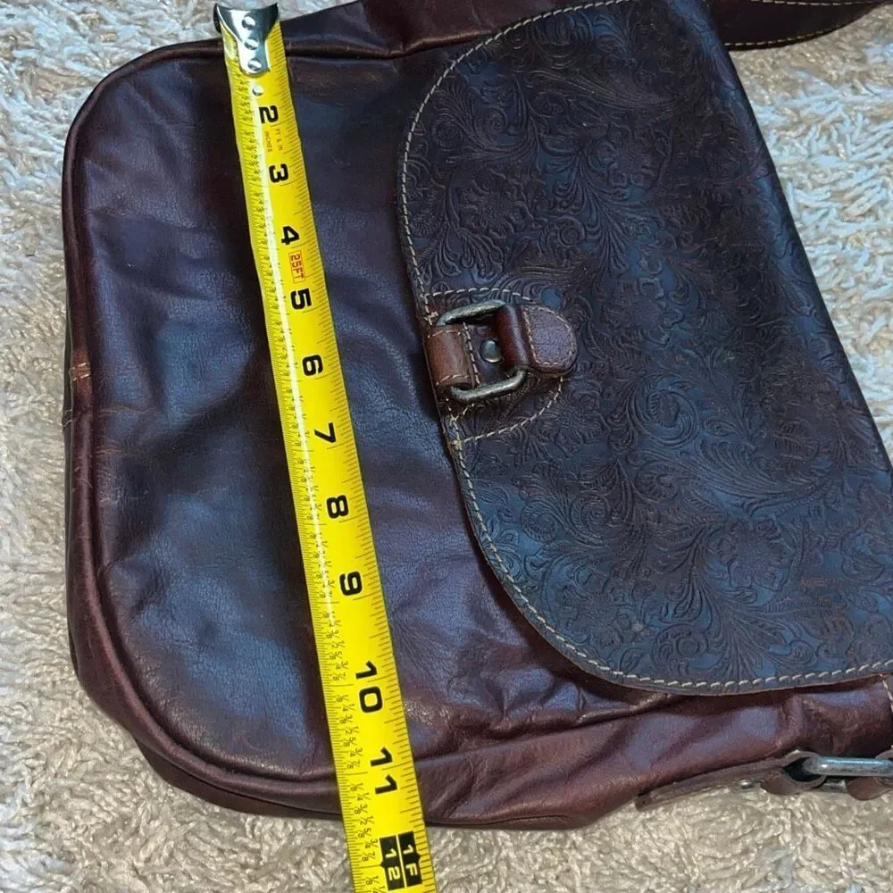 JACK GEORGES Brandy Embossed Flap Leather Crossbody Purse Bag